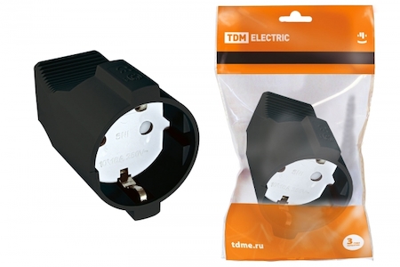 TDM ELECTRIC SQ1806-0032 Кабельная розетка 2П+3 с з/ш 16А 250B черная TDM